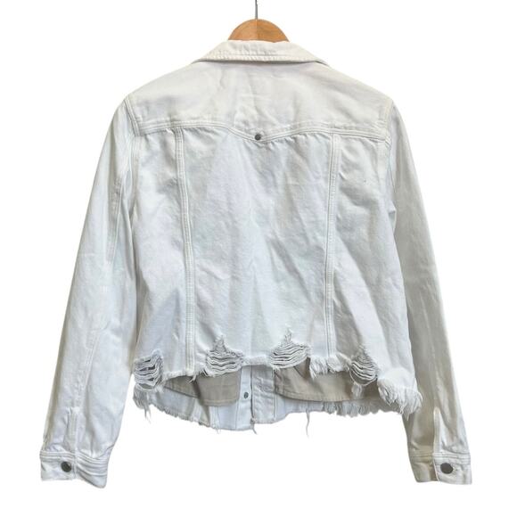 Liverpool Los Angeles White Denim Cropped Distressed Hem Jacket Womens XL NWT - Picture 2 of 11